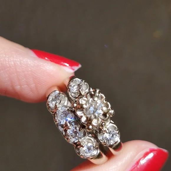 Vintage 14K Diamond Wedding Set - Picture 13 of 16